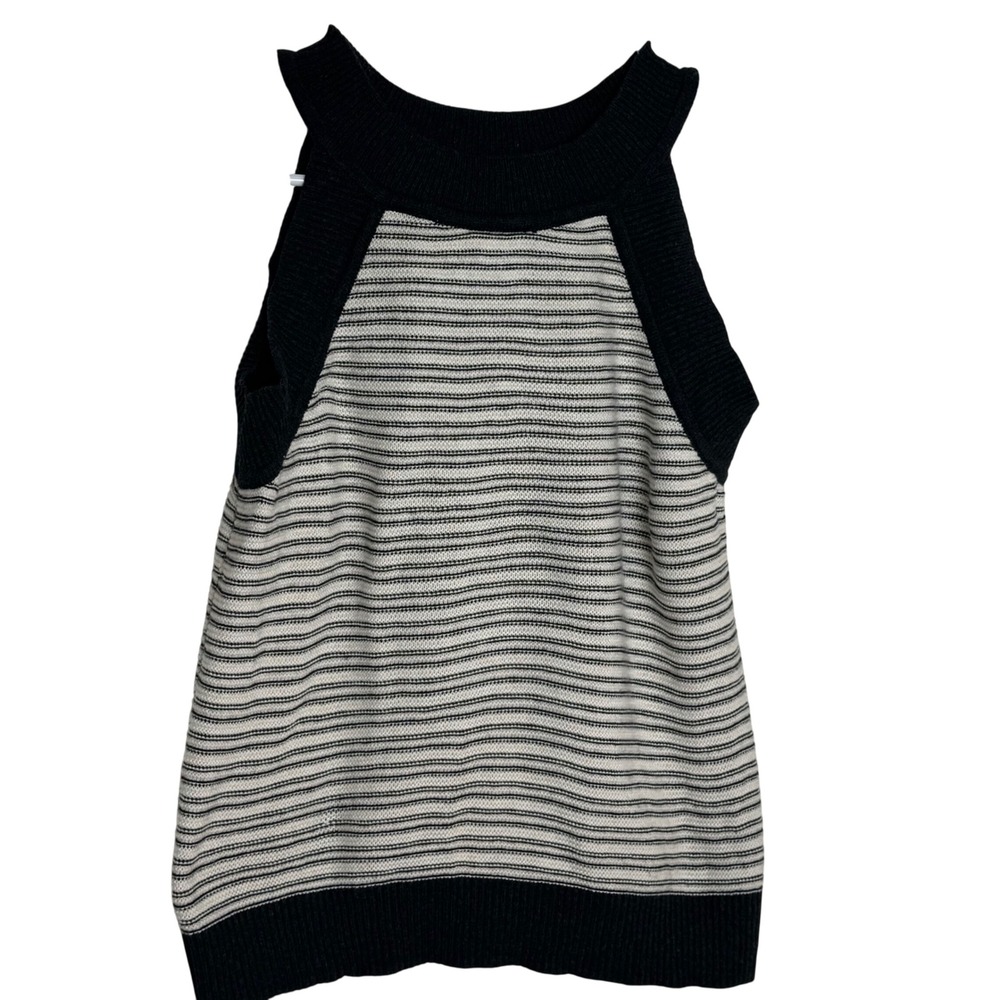INDIGENOUS Striped Sweater‎ Tank Top Black Cream Organic Cotton Size S Peru